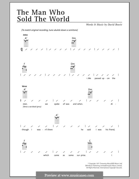 Cover lesson with chords and lyrics ;).please like, share, and subscribe if this was a help to you! The Man Who Sold The World Nirvana By D Bowie Sheet Music On Musicaneo