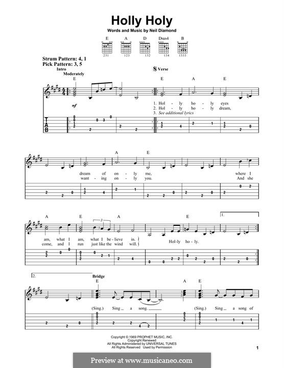 Holly holy eyes / dream of only you / where i am, what i am / what i believe in. Holly Holy by N. Diamond - sheet music on MusicaNeo