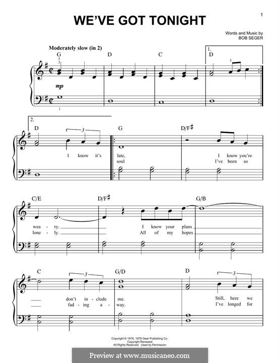 Grab your guitar, ukulele or piano and jam . We Ve Got Tonight Ronan Keating And Lulu By B Seger On Musicaneo