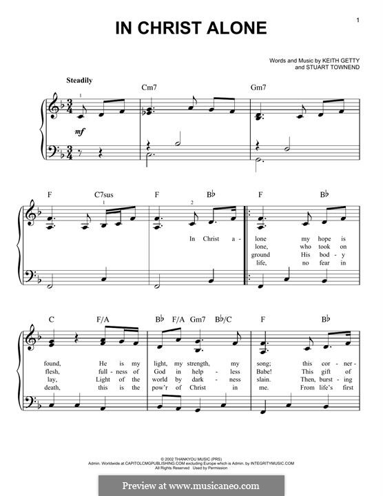 In christ alone (key of a)//easy piano tutorial ; In Christ Alone Newsboys By K Getty S Townend On Musicaneo
