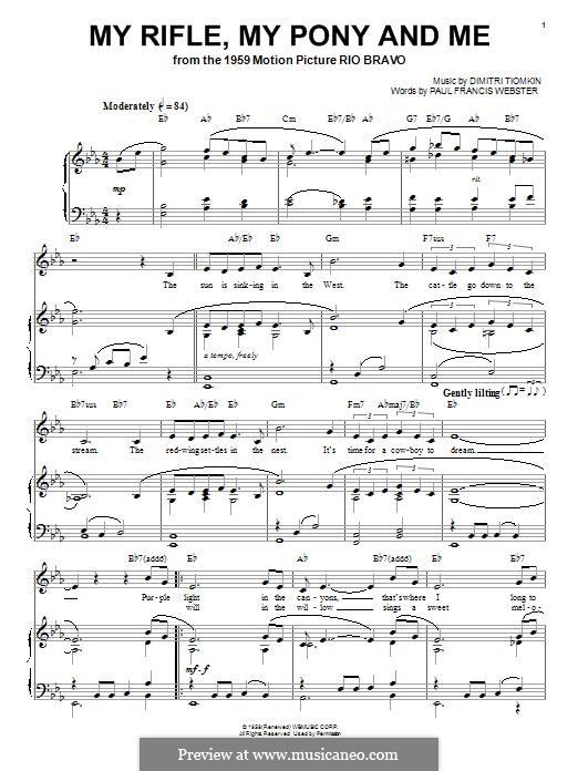 My Rifle My Pony And Me From Rio Bravo Sheet Music In Eb Major Transposable Download Print Sku Mn0112034 My Rifle My Pony And Me From Rio Bravo Sheet Music In Eb Major Transposable Download Print Sku Mn0112034