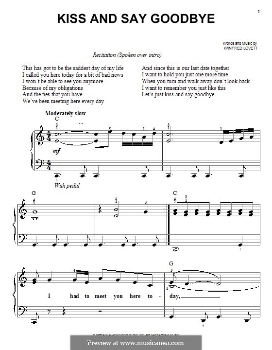 Kiss and say goodbye, manhattan (lyrics). Kiss And Say Goodbye The Manhattans By W Lovett On Musicaneo