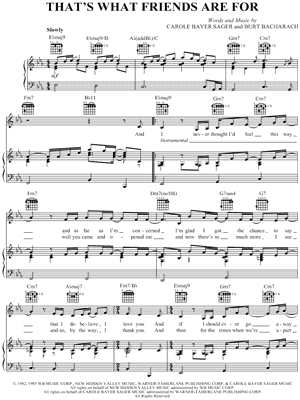 That's what friends are for (piano instrumental). Burt Bacharach That S What Friends Are For Sheet Music In Eb Major Transposable Download Print Sku Mn0016632