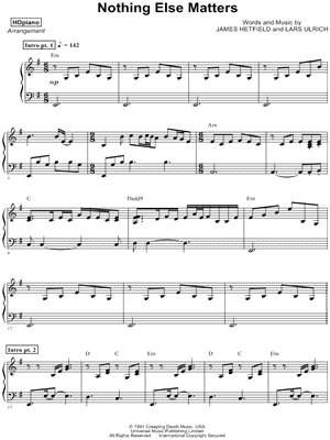 Metallica Nothing Else Matters Piano Sheet Music Video Dailymotion 