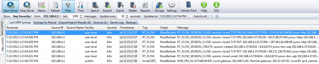 Configure SYSLOG Server For Juniper SRX