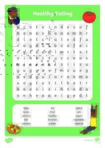 healthy eating word search muxton primary school
