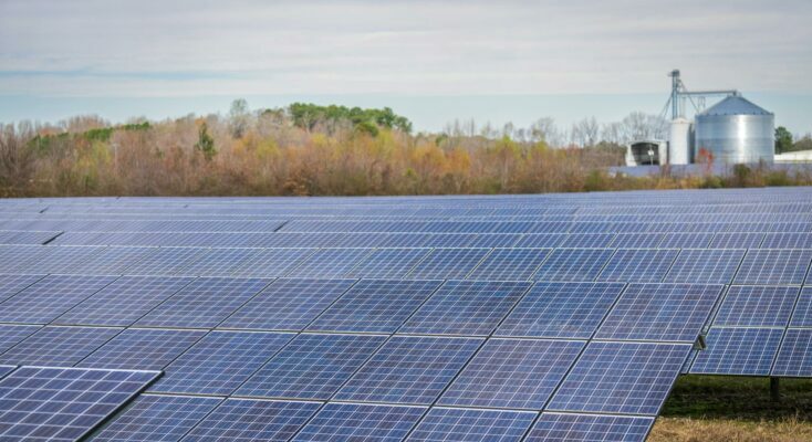 Solar panels on a field