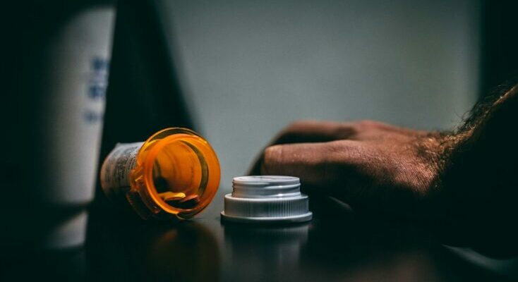 Prescription bottle on table