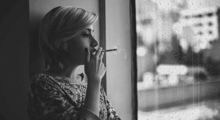Woman smoking cigarette