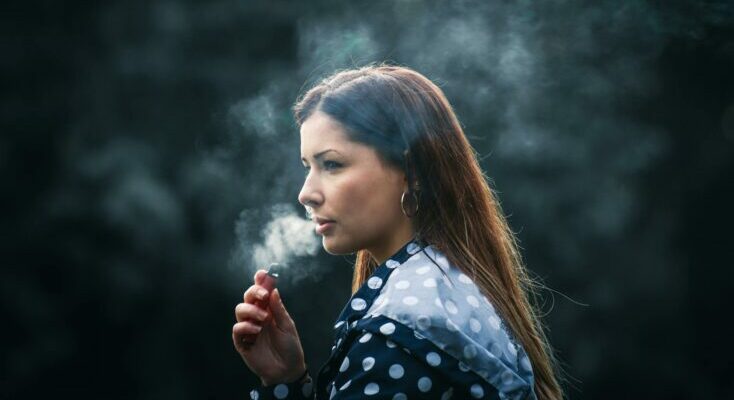 Woman smoking e cigarette