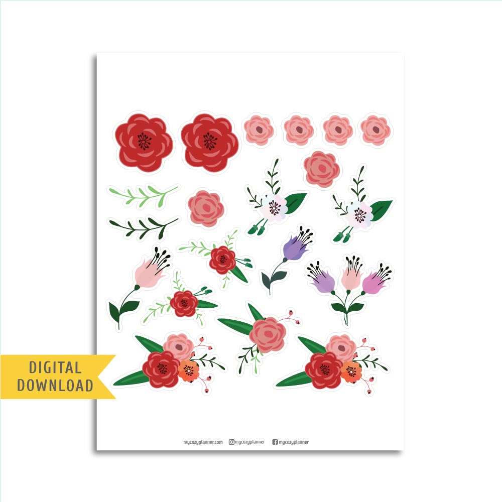 summer flower stickers free printable planner stickers my cozy planner