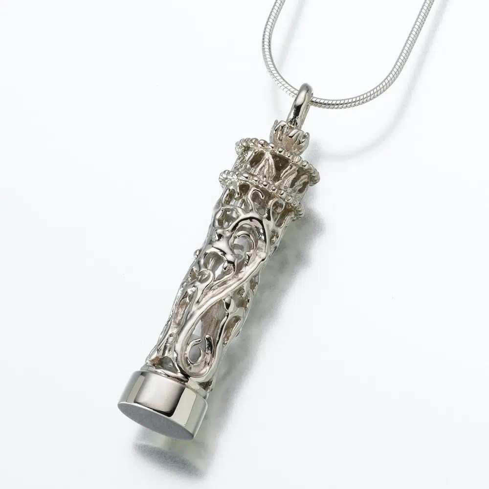 Cylinder cremation pendant w/ glass insert