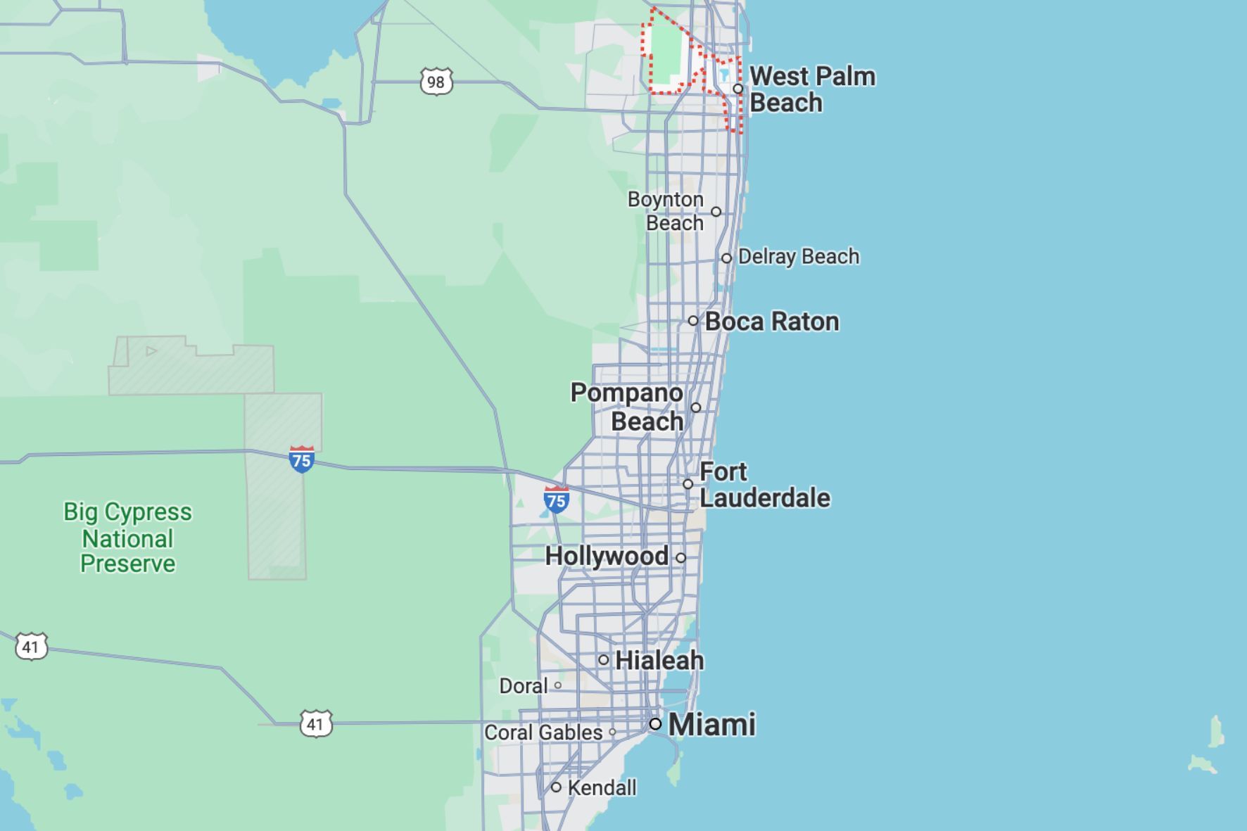 West Palm Beach Area Map Empty Vector Map Of West Palm Beach Florida 1 