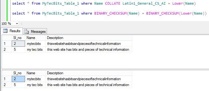 Sql Server Case Sensitive Search Fetching Lowercase Or Uppercase String - Professional City Design - High Resolution