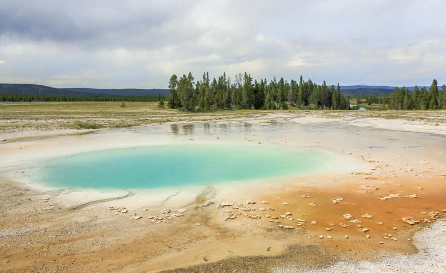 Opal pool blue spring in yellowstone national park