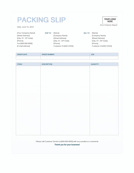 packing slip template my word templates