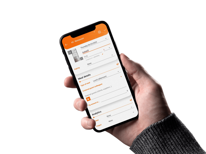 Phone with N2F app open on the expense report automatically done