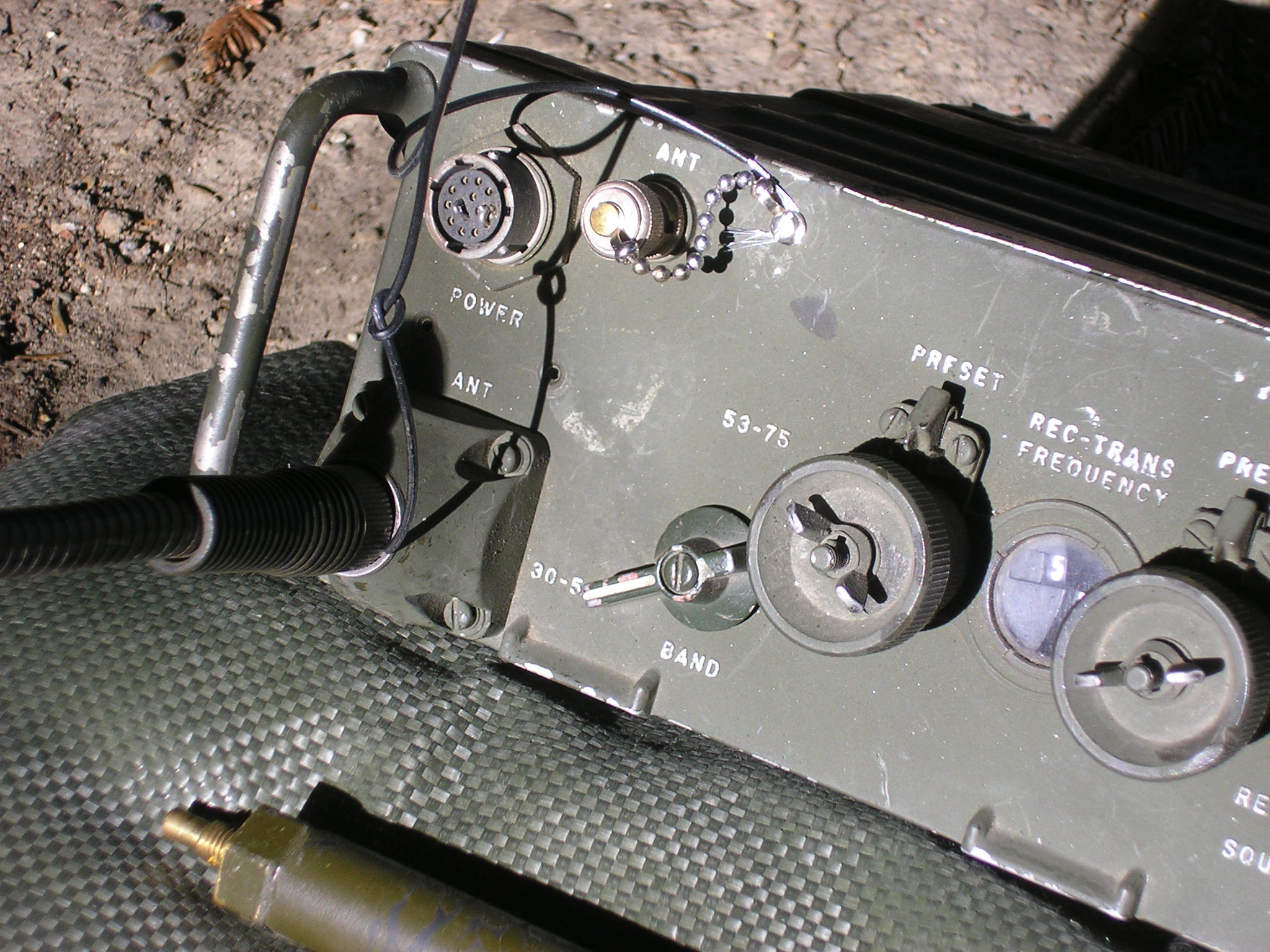 Jungle Antenna connected to a PRC-25 Radio