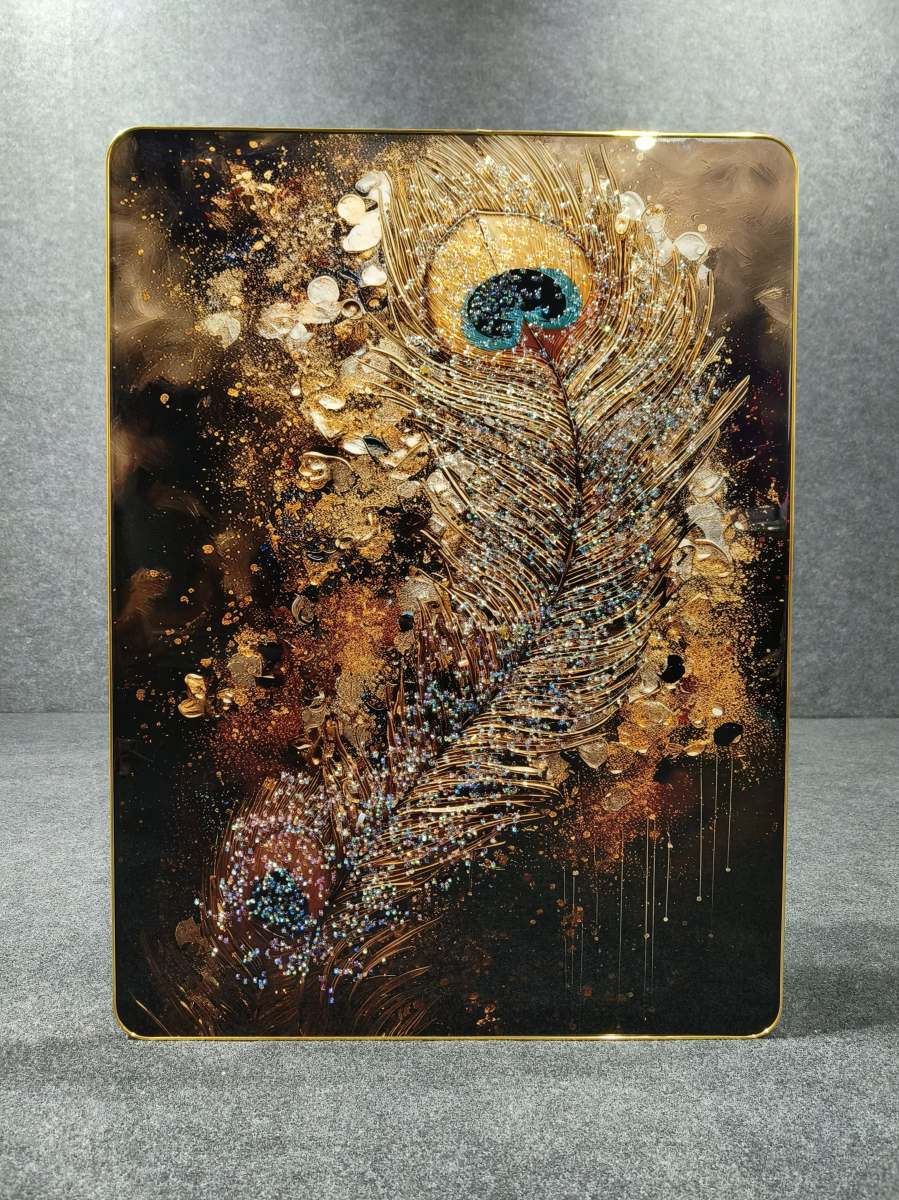 Lord Krishna Peacock Feather Crystal Painting