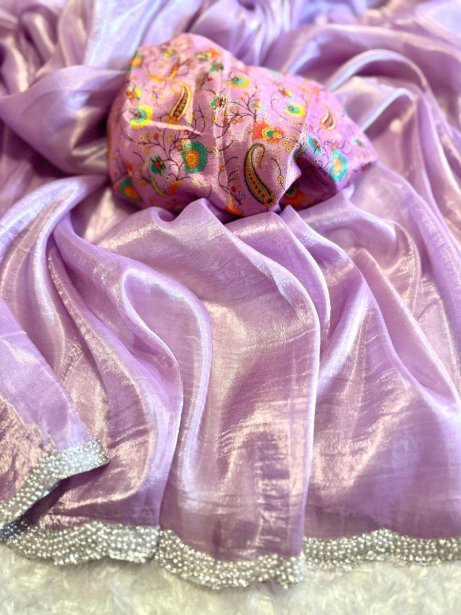 Rich and Shiny Tissue Saree - Image 3