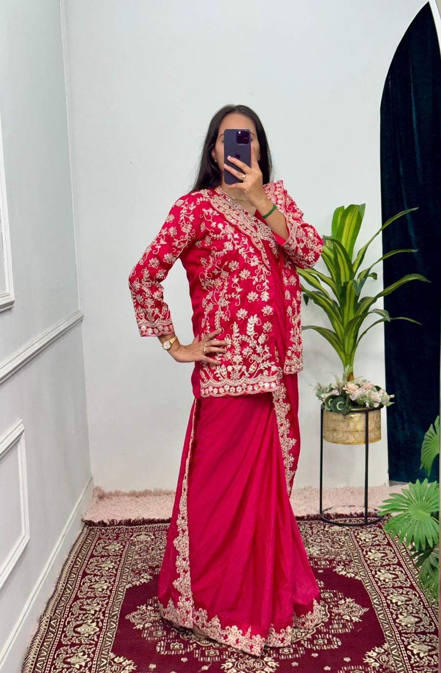 Ready to Wear Chinnon Saree - Image 2