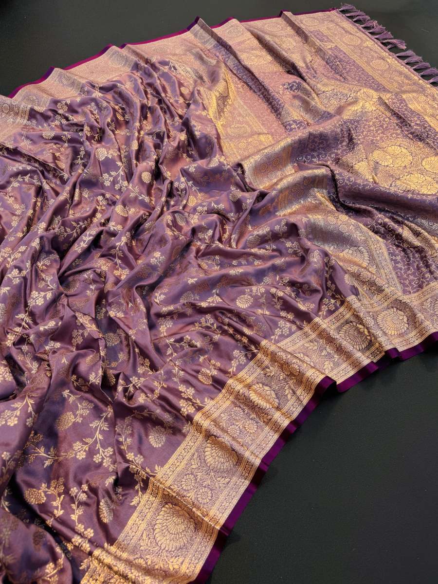 Banarasi Antique Silk Sarees with jaal zari weaves - Image 8