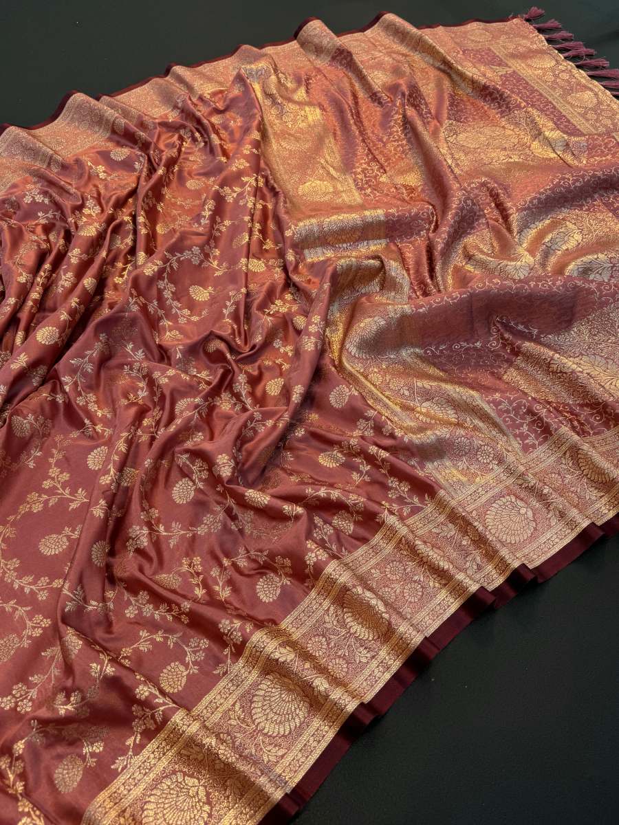 Banarasi Antique Silk Sarees with jaal zari weaves - Image 7