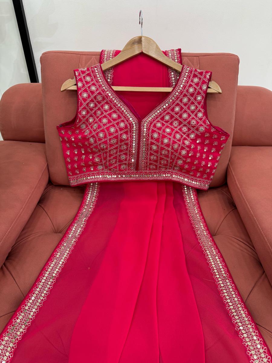 Designer Saree on Faux Georgette Fabric - Image 4