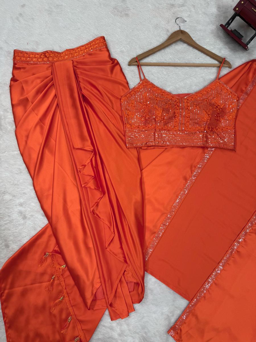 Ready to Wear Dhoti Style with Shrug Saree - Image 4