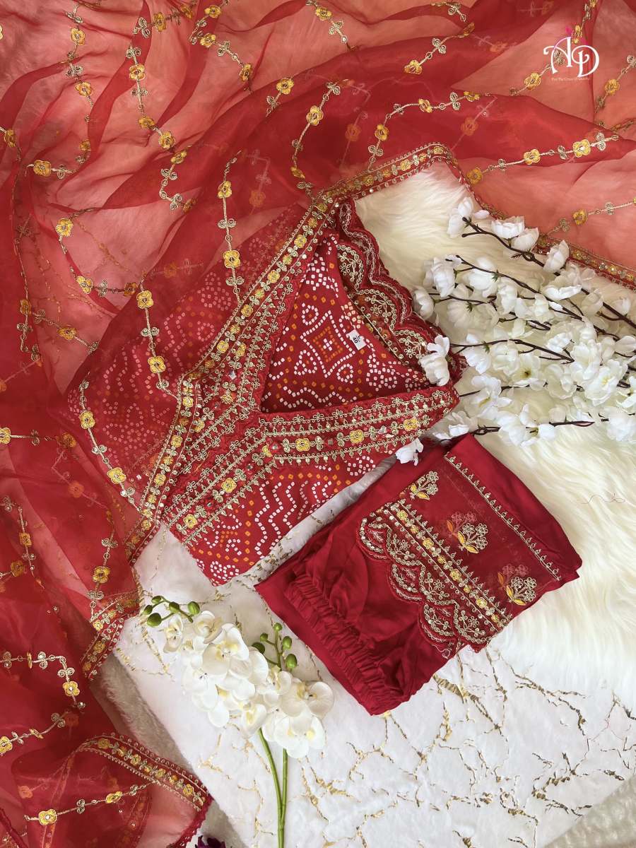 Red Heavy Moil Print Suit Set - Image 3