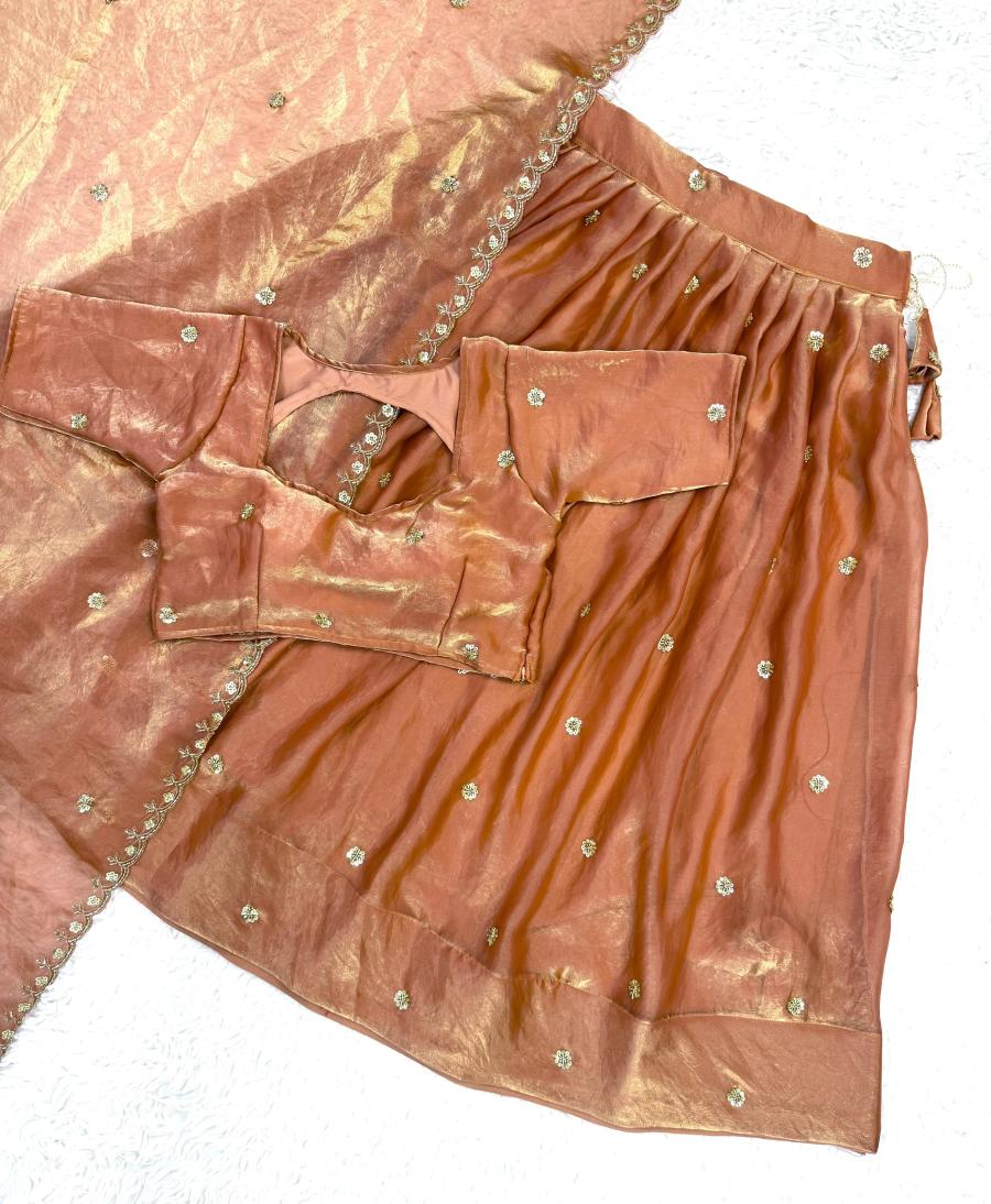 Premium Pure Space Silk Half Saree With Handwork - Image 12