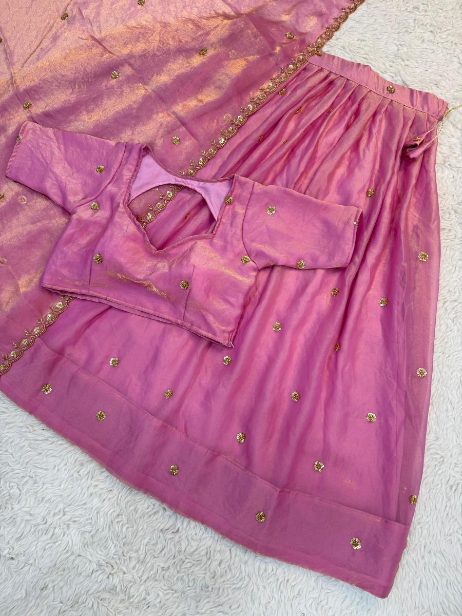 Premium Pure Space Silk Half Saree With Handwork - Image 13