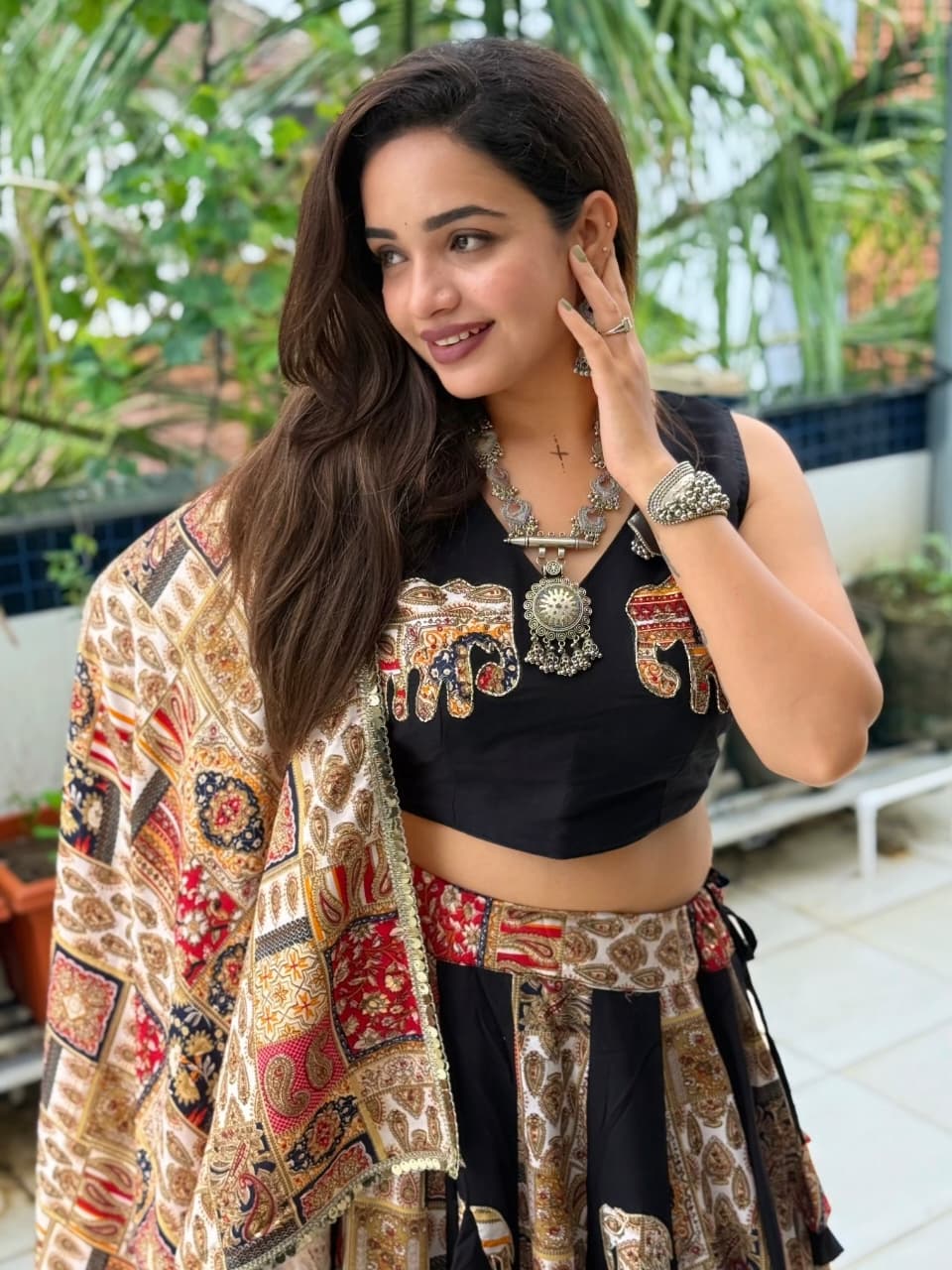 Pure Rayon applique work pattern Lehenga Choli