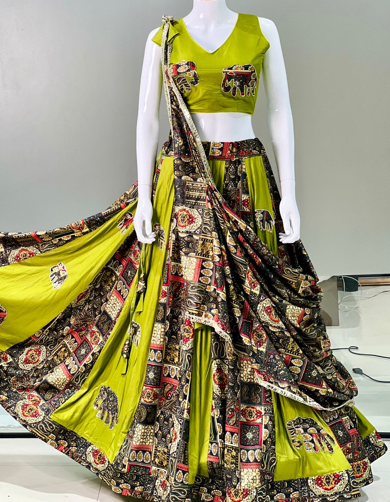 Pure Rayon applique work pattern Lehenga Choli - Image 5