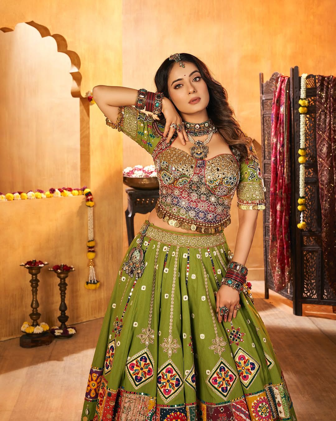 Light Green Muslin Cotton Lehenga Choli - Image 2
