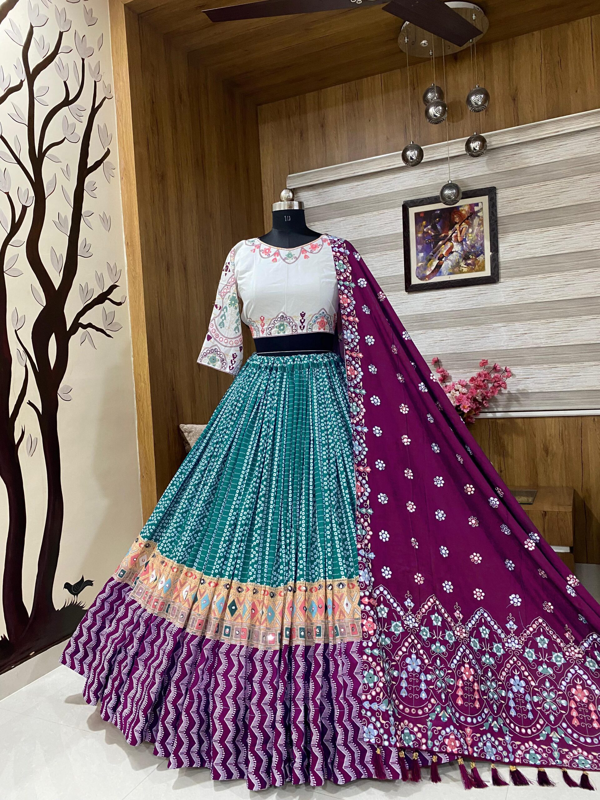 Printed lehenga choli in heavy Muslin cotton - Image 3