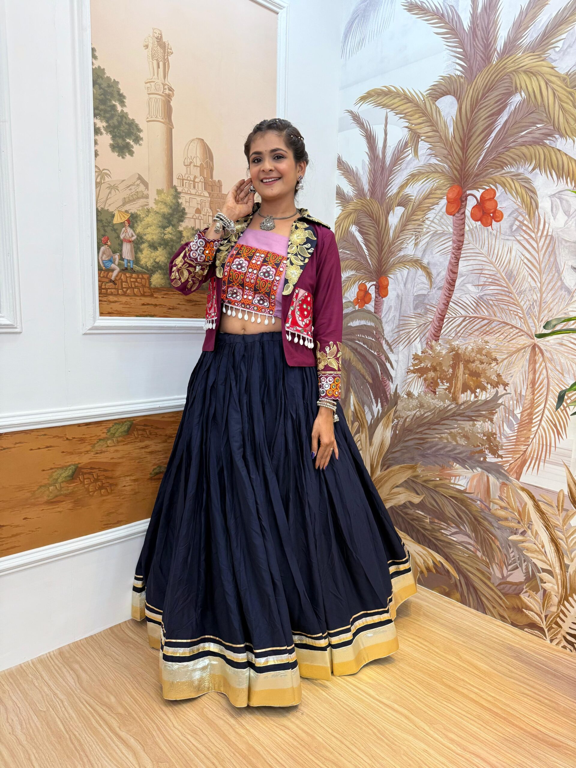 Heavy Rayon Lehenga with Coat and Gotta Work - Image 2