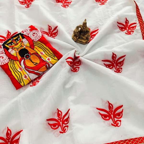 Heavy linen saree with festive embroidery work