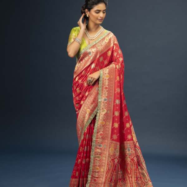 Pure Dola Silk Saree Heavy lakhnavi meena jaqurad