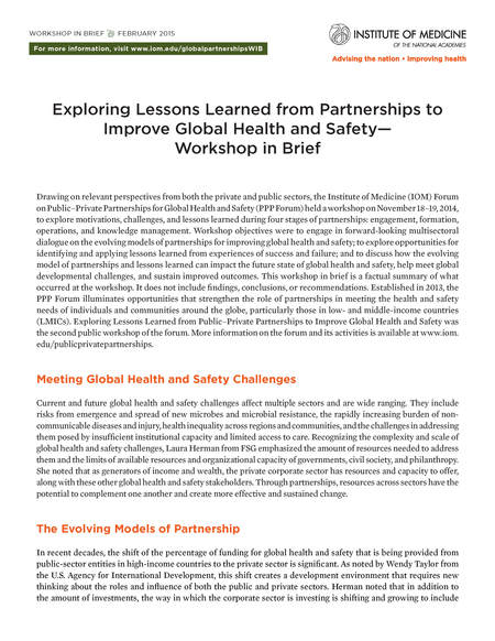 Exploring Lessons Learned From Partnerships To Improve Global