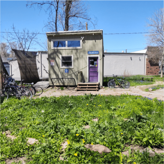 Garden in front of the bike shack on Naropa's Arapahoe campus.