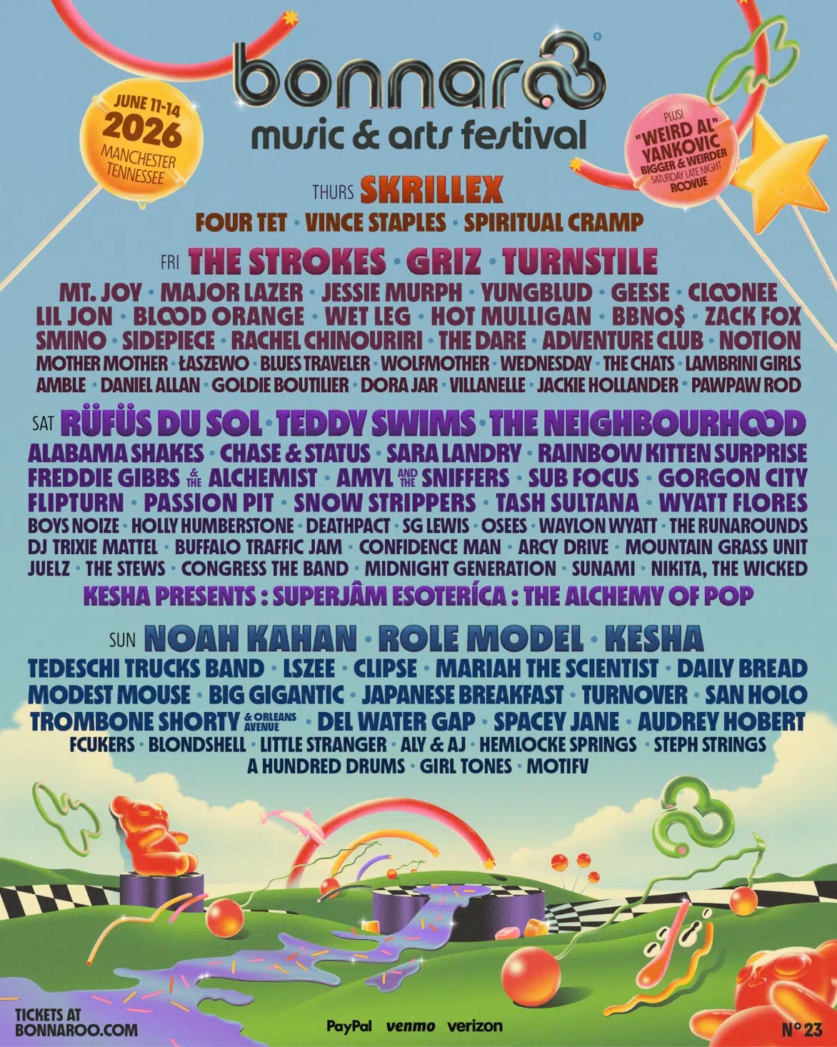 Bonnaroo 2026 Announces Lineup Nashville Com Bonnaroo 2026 Lineup Poster 