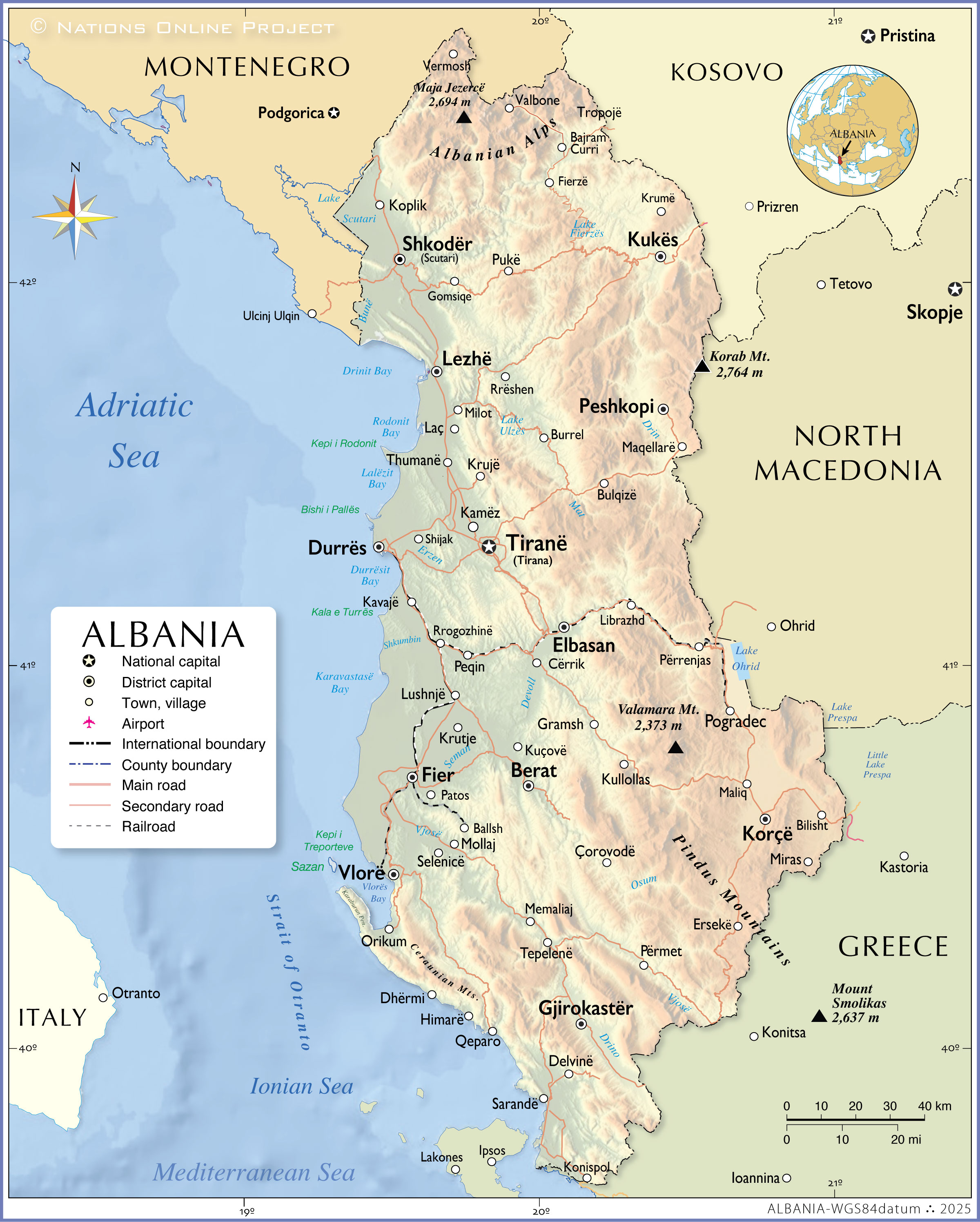 Political Map Of Albania Nations Online Project Albania Map L 