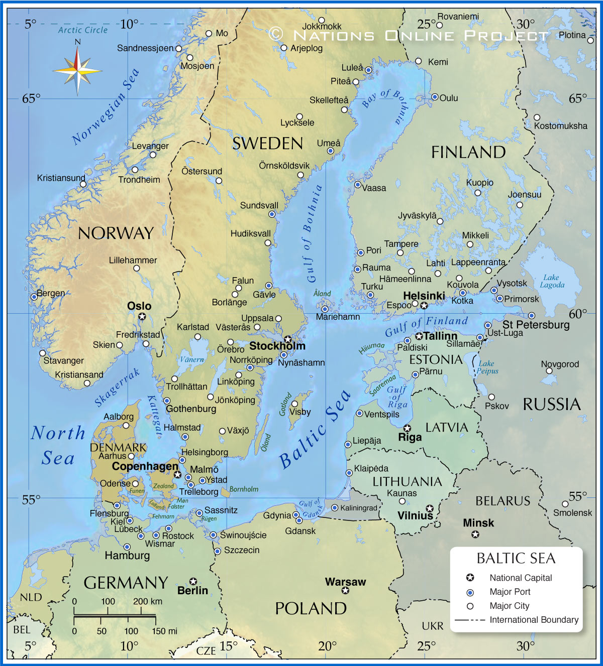 Map Of The Baltic Sea Region Nations Online Project Baltic Sea Map M 
