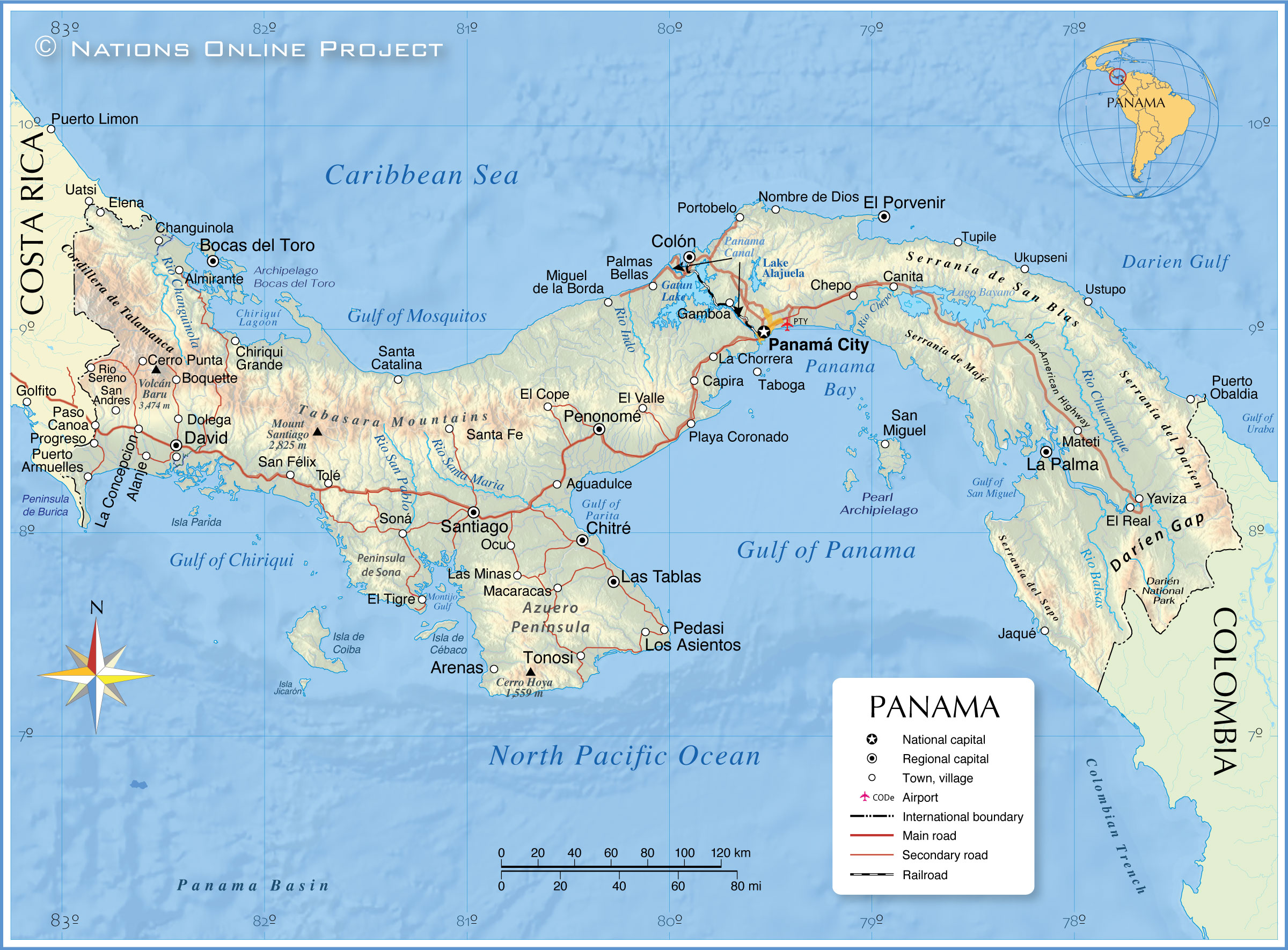 General Map Of Panama Nations Online Project Panama Map L 