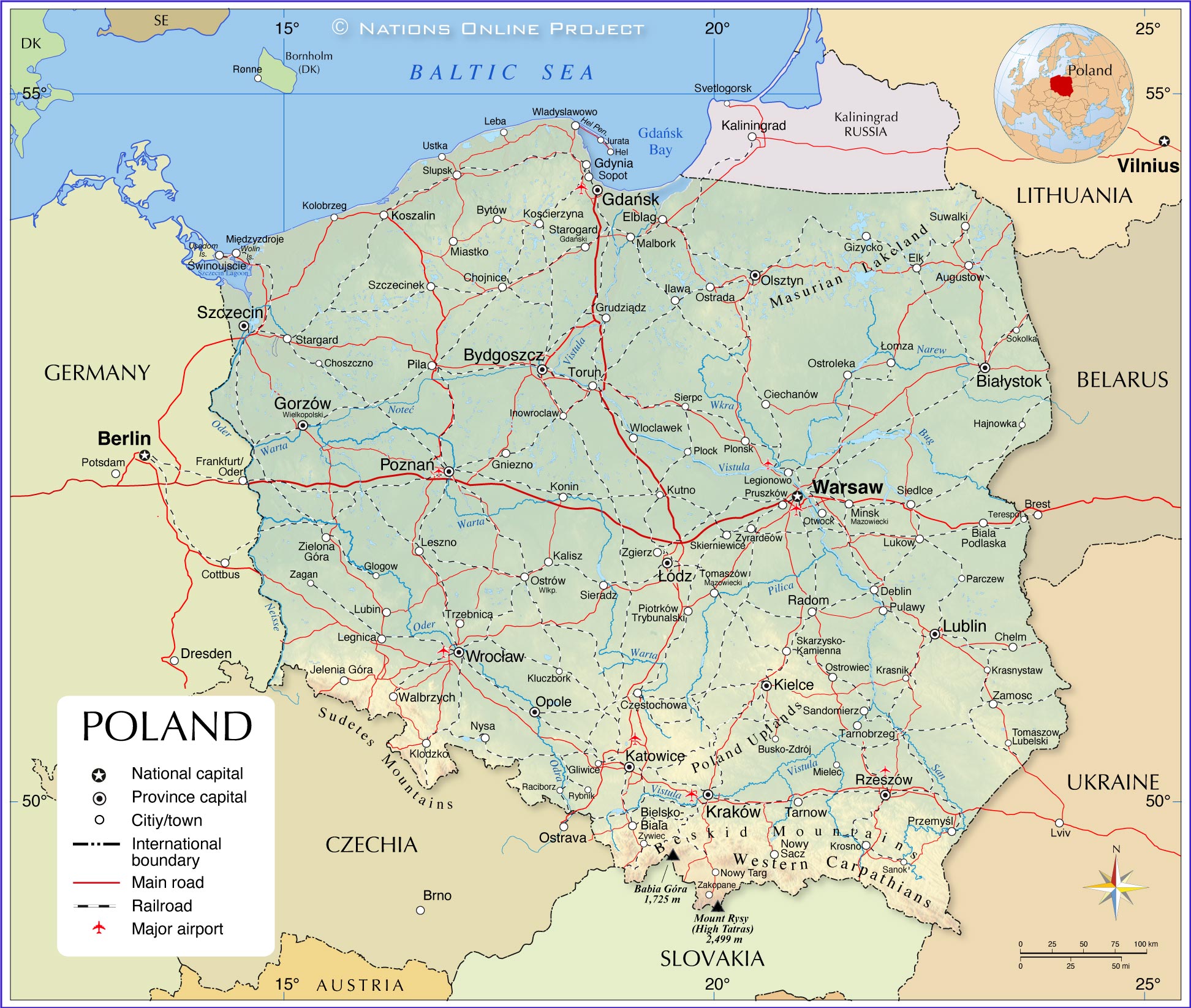 Political Map Of Poland Nations Online Project Poland Map 