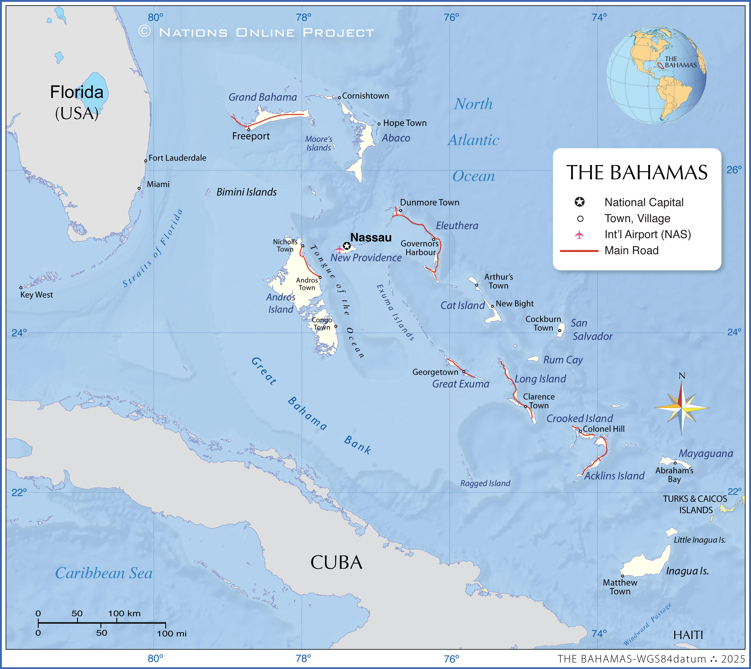 Map Of Florida And Bahamas The Bahamas Illustrated Canvas Wall Art The Bahamas Map L 