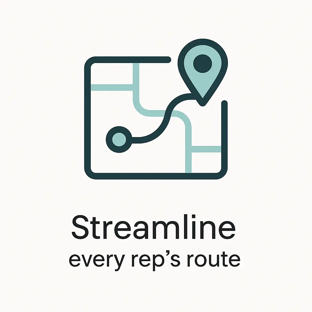 Navigation route icon representing streamlined sales rep route planning in Navimate software