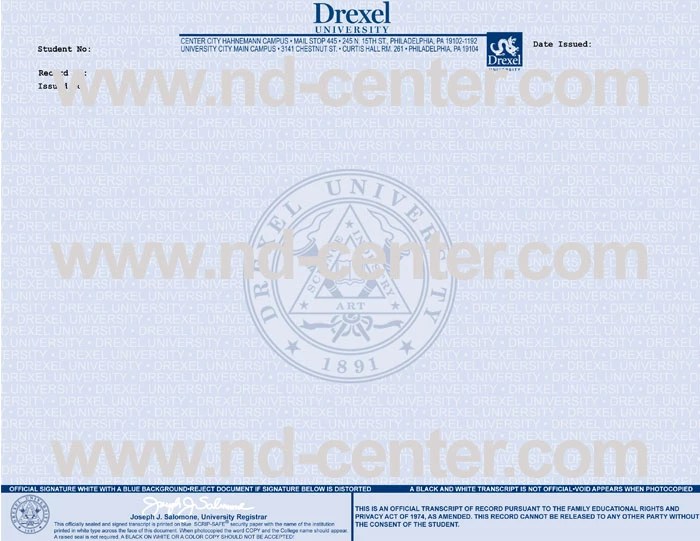 Drexel University Transcript