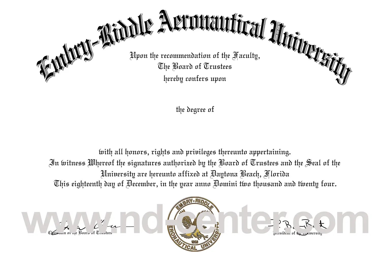 Embry-Riddle Aeronautical University Fake Diploma